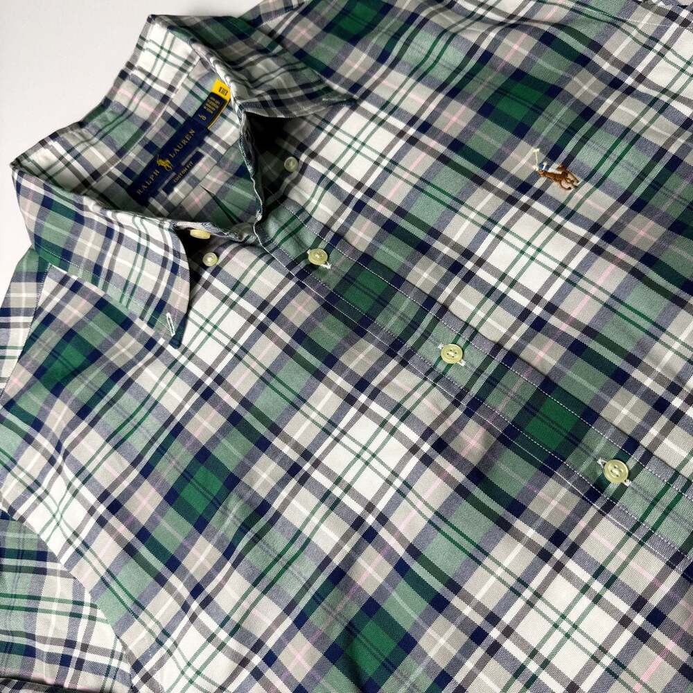 Ralph Lauren Custom Fit Plaid Button Down Shirt Size Large